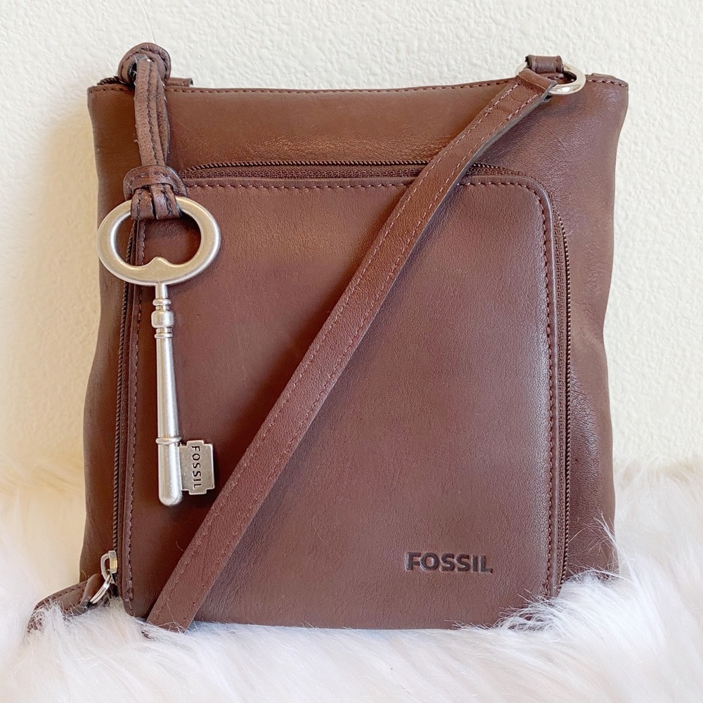 Fossil Leather Crossbody Messenger Minimalist Bag